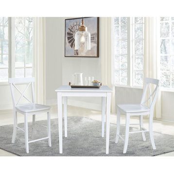 30" x 30" CounterHeight Dining Table with 2 X-Back Stools - 3 Piece Set