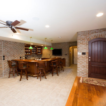Finished Brick Basement Bar Room/Game Room