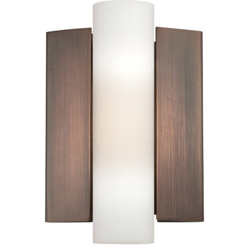 Nuvo 8"W Chase 1-Light Modern LED Vanity Wall Sconce - Hazel Bronze/Etched Opal