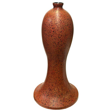 Handmade Orange Multi-Layer Lacquer Abstract Pattern Wood Vase Display Hcs5481