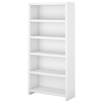 Echo 5 Shelf Bookcase, Pure White, Office By Kathy Ireland