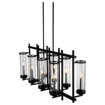 8 Light Up Chandelier With Black Finish