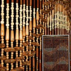 Wood Door Beads 'Swirly Pits' With Peach Pits - Home Decor