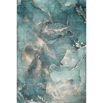 Luxury Washable Odyssey OY11 Teal 2'6" x 3'10" Rug