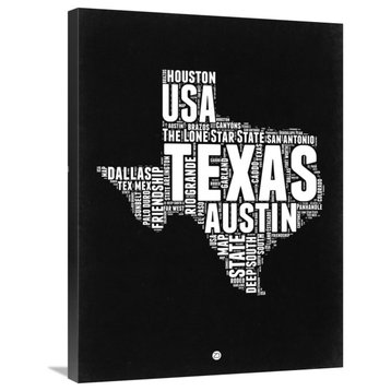 "Texas Black and White Map" Fine Art Print