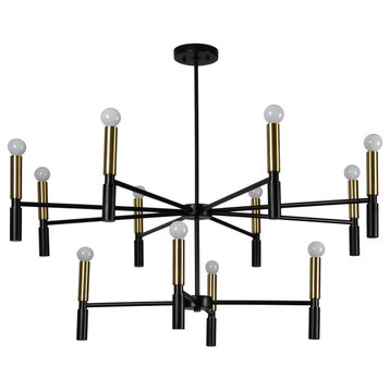 Springfield Black And Satin Brass Ceiling Fixture