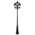 Livex Lighting - Oxford Outdoor 4-Headed Post Light, Bronze - From the Oxford outdoor lantern collection, this traditional design will add curb appeal to any home. It features a handsome, antique-style post plate and decorative arm. clear water glass  cast an appealing light and lends to its vintage charm. Wall plate, arm and other details are all in a bronze finish.
