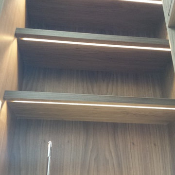 Custom walnut stairs & wet bar Soho- New York, NY