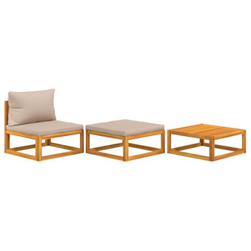 vidaXL Patio Furniture Set 3 Piece Lounge Set with Cushions Solid Wood Acacia