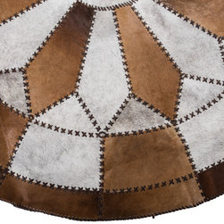 Unique Cowhide Patchwork Area Rug, Handmade, Hair-on-Hide, Beige White, 6' - Area Rugs