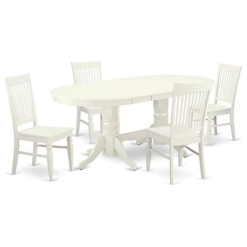 East West Furniture Vancouver 5-piece Wood Dining Room Set in Linen White