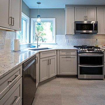 Two-Tone White and Teal Kitchen