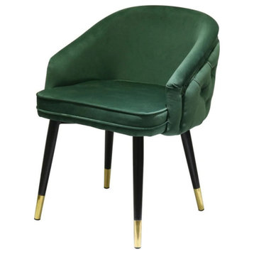 Kelly Contemporary Green and Black/Gold Dining Chair, Set of 2