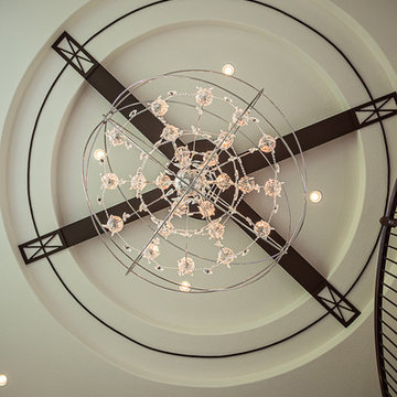 Foucaults Orb Extra Large Polished Nickel Crystal Chandelier in Great Room