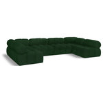 Meridian Furniture - Ames Boucle Fabric U-Shaped Modular Sectional, Green, 6-Piece: 4 Armless Chair, 2 Corner Chair - Introduce a touch of modern sophistication to your living area with the exquisite Ames Boucle Fabric Sectional. With plush green boucle fabric and unique design, it will elevate the visual appeal of your living space. This elegant and captivating sectional can be mixed and matched with other pieces from the collection to create an endless array of stunning looks. So, get ready to transform your living area into an inviting and stylish haven with the Ames Boucle Fabric Sectional.