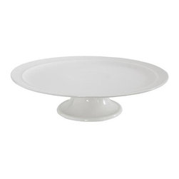 White Stoneware Cake Plate - Dessert And Cake Stands