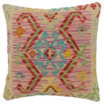 Bareens Designer Rugs - Tribal Turkish Maloney Hand Woven Kilim Pillow - Embellish your home with this timeless casual chic handmade Southwestern Kilim throw pillow covers made with wool and cotton. Constructed on a loom by Nomad Turkman people with hand spun wool and Natural Vegetable dyes these beautiful Kilim pillow covers are known for their beautiful repetitive geometrical, naturalistic floral and traditional patterns yet still giving it a moden look. Masterfully artisan-crafted on traditional Kilim looms with a contemporary fashion palette producing bold intricate sharp patterns making them a standout piece in any decor.