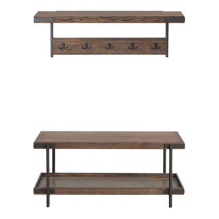 Kyra 42L Oak and Metal Coat Hook, Shelf and Bench Set - Industrial - Hall  Trees - by Bolton Furniture, Inc.