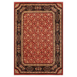 Bareens Designer Rugs - Bohemien Ziegler Larry Red Black Hand-Knotted Wool Rug - 8'10'' x 11'4'' - Enhance the ambiance of your home with this magnificent Persian-influenced Turkish hand-knotted rug made by skilled artisans capable of creating the most exceptional vegetable dyes and hand-spun wool. This exquisite handmade rug is a one-of-a-kind Peshawar Kafkaz, otherwise identified as Chobi, Chobi Peshawar, Oushak, or Ziegler rug. These handmade rugs are crafted in Pakistan utilizing superior-quality wool imported from Australia, New Zealand, and Korea in two types of weaves: the Persian weave and the Mori weave. This rug is meticulously crafted by hand using the finest natural vegetable dyes extracted from local plants. The artisans use a blend of hand-spun local and fine merino wool, resulting in a rug with a compelling texture, higher lanolin content, and longer staple. The artisans occasionally incorporate natural or artificial silk into the pile to enhance specific motifs. The finished product is an awe-inspiring execution of flawless design and an understated palette that exudes elegance.