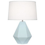Robert Abbey - Robert Abbey 936 Delta - One Light Table Lamp - Cord Length: 96.00  Base Dimension: 10.25  Cord Color: SilverDelta One Light Table Lamp Baby Blue Glazed/Polished Nickel Oyster Linen Shade *UL Approved: YES *Energy Star Qualified: n/a  *ADA Certified: n/a  *Number of Lights: Lamp: 1-*Wattage:150w Type A bulb(s) *Bulb Included:No *Bulb Type:Type A *Finish Type:Baby Blue Glazed/Polished Nickel