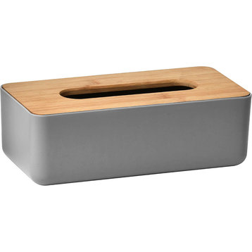 Gray Padang Rectangular Tissue Box Cover Dispenser Bamboo
