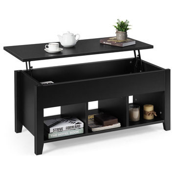 Costway Lift Top Coffee Table w/ Storage Shelf Living Room Furniture Black