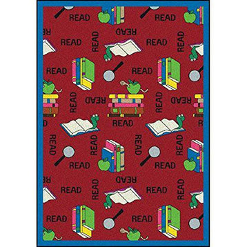 Joy Carpet Bookworm Red 5'4x7'8 Oval