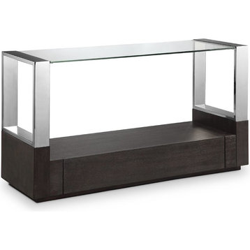 Magnussen Revere Contemporary Graphite Glass Top Entryway Table with Storage