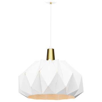 Matteo Lighting The Origami Collection Transitional Pendant, White Finish