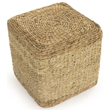 Woven Cube Ottoman - Brown