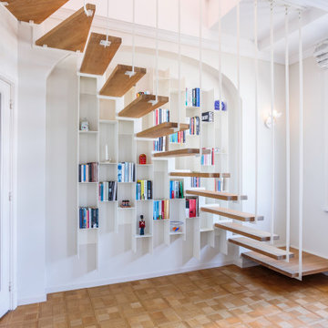 Escalier UP sur alcôve bibliothèque suspendu COLONNE