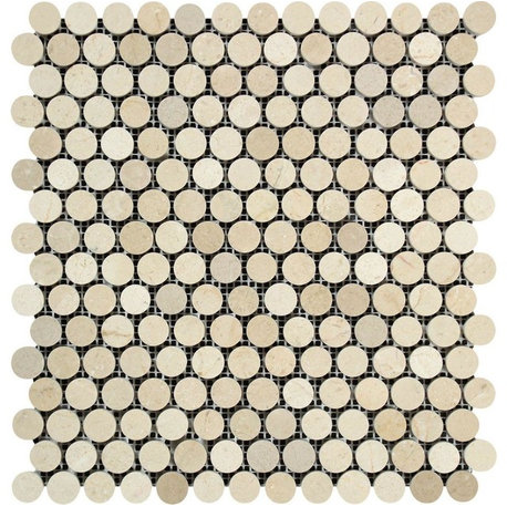 Crema Marfil Mediterranean Polished Marble Penny-Round Mosaic