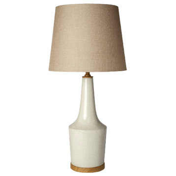 Rebecca, 28.5"H, White Crackled Ceramic Base Wood Accent Table Lamp