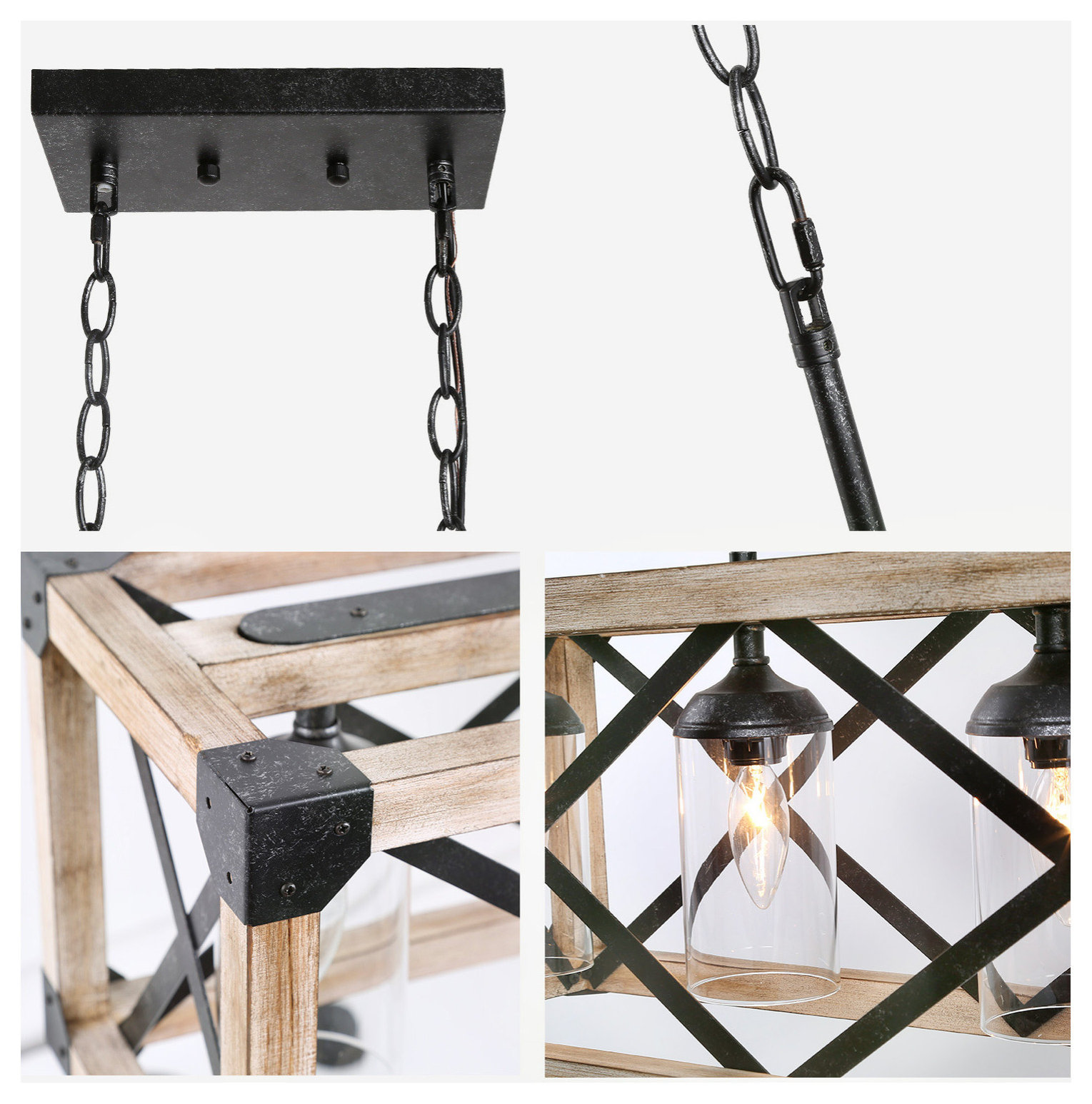 4-Light Geometric Kitchen Island Pendant Lighting