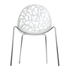 Pixhome Floral White Cut Out Dining Chair
