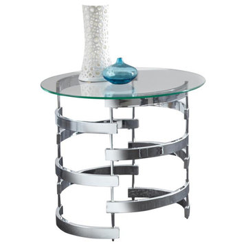 Tayside Chrome and Metal Tempered Glass Top End Table