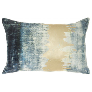 Glamorous Teal Lumbar Pillow With Metallic Gold Accents