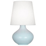 Robert Abbey - Robert Abbey BB993 June - One Light Table Lamp - Shade Included.  Dimable: Yes  Base Dimension: 7.50June One Light Table Lamp Antique Brass/Baby Blue Glazed Ceramic Oyster Linen Shade *UL Approved: YES *Energy Star Qualified: n/a  *ADA Certified: n/a  *Number of Lights: Lamp: 1-*Wattage:150w A bulb(s) *Bulb Included:No *Bulb Type:A *Finish Type:Antique Brass/Baby Blue Glazed Ceramic