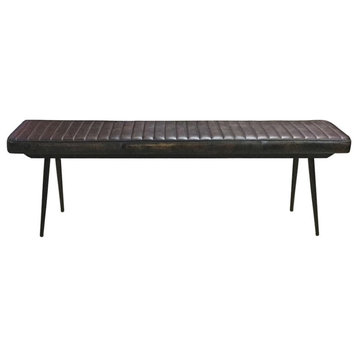 Bowery Hill Contemporary Cushion Bench in Espresso and Black