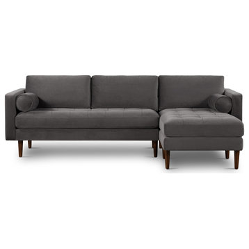 Poly and Bark Napa Right Sectional Sofa, Concrete Velvet