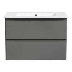 MOD - Lexis Wall-Mounted Bathroom Vanity, Gray, 31" - Bathroom Vanities