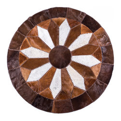 LEATHER Luxury Patchwork Area Rug / European Import / 5'8" x 5'8" - Area Rugs