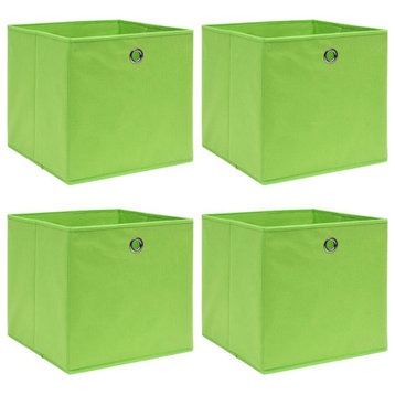 vidaXL Storage Box 4 Pcs Foldable Storage Chest Organizer Pack Box Green Fabric