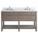 Urban Furnishing - The Katie Bathroom Vanity, 60" - The Katie Bathroom Vanity was inspired by Modern Rustic Farmhouse design with sleek clean lines and cozy country aesthetics. Premium quality construction with skillfully handcrafted finish. Features matching wood-finished hardware, dovetail joints, soft-closing drawers and doors, and many higher-end options.