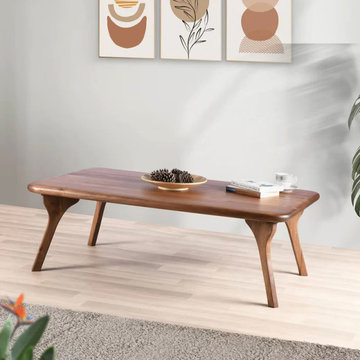 Sidney Rectangular Cocktail Table in Solid Walnut Wood for Mid-Century Modern Li