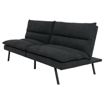 Comfortable Futon, Pillowed Seat & Back With Channel Tufting