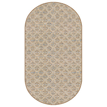 Marina Cay Rugs In/Out Door Carpet, Bronze Oval 9'x12'