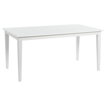 Pleasantville Rectangular Dining Table With Solid Wood Legs, White