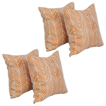 17" Jacquard Throw Pillows With Inserts, Set of 4, Demeter Bitter
