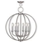 Livex Lighting - Milania Chandelier, Brushed Nickel - Add fresh style to an entryway, dining room and more. clean, elegant curves define this handsome pendant design. Inspired by classic cottage and continental style lighting, it comes in an brushed nickel finish on the orb shaped frame and canopy.